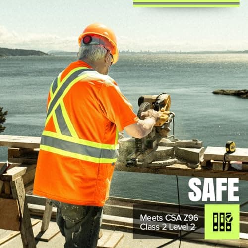 Pioneer Hi Vis Safety Shirt - Lightweight Moisture-Wicking Work T-Shirt With Reflective Tape - Class 2 - Orange — view 6