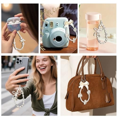 Phone Charms Strap Cellphone Charms 4 Pcs Camera Charm Strap Cute Phones Keychain Phones Bracelet Straps Phone Charm Wrist Straps for Bags Keychain Wallet Decoration Accessories for Women, Butterfly — view 4