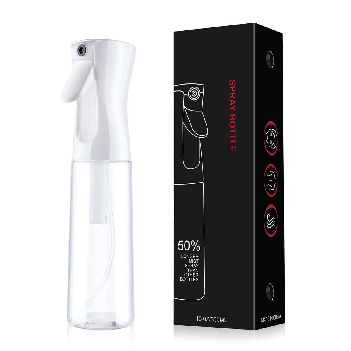 URAQT Botella Pulverizador Agua Peluqueria, 300ml Fina Niebla Pulverizador Continuo, Frascos de Spray Vacio Recargable para el Cabello, Peinado, Planta, Mascota, Limpieza(blanco) — view 9