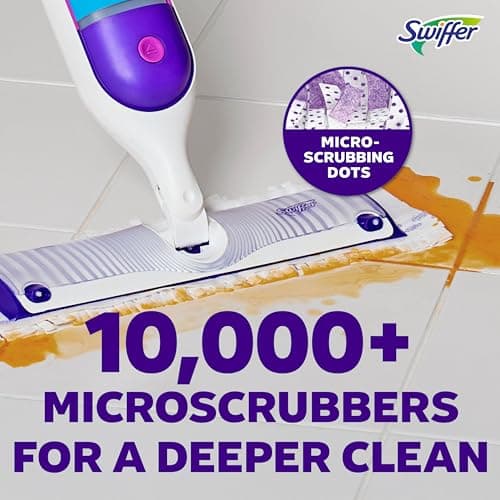 Swiffer PowerMop Mopping Kit for Floor Cleaning, Set Includes 1 Power Mop, 2 Replacement Pads, 1 Liquid Solution Refill, 2 Batteries, No Bucket Needed Electric Spray Cleaner, Multi-Surface and Wood — view 2