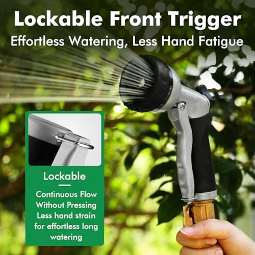 RESTMO Garden Hose Nozzle, Heavy Duty Metal Water Nozzle with 7 Adjustable Spray Patterns, High Pressure Hand Sprayer with Flow Control, for Watering Plants & Lawns, Washing Cars & Pets, Black — view 4