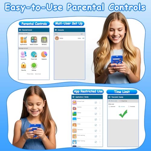 Kids Toys Smart Phone, 3.97" Touchscreen, Dual Camera with Stickers, 220+ Educational Puzzle Games, Toddler Learning Toys with Parental Control, Birthday Gifts for Kids Age 3-12 — view 5