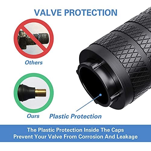 CKAuto Tire Valve Stem Caps, Black, 4 pcs/Pack, Anodized Aluminum Tire Valve Cap Set, Corrosion Resistant, Universal Stem Covers for Cars Trucks Motorcycles SUVs and Bikes — view 2
