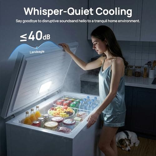 5.1 Cu.Ft Chest Freezer, Small Compact Deep Freezer with Adjustable 7 Thermostat,2 Removable Baskets, Energy Saving, Quiet Top Open Door Mini Meat Freezer with LED Light for Garage Outdoor Home Office — view 5
