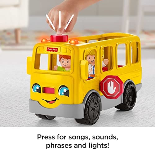 Fisher-Price Little People Musical Toddler Toy Sit with Me School Bus with Lights Sounds & 2 Figures for Pretend Play Kids Ages 1+ Years — view 2