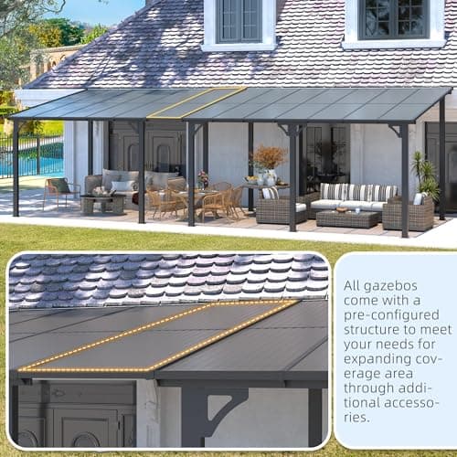 U-MAX 8' x 8' Gazebo for Patio, Hard Top Heavy Duty Gazebo 8x8 Pergola with Roof, Awnings Canopy for Decks, Backyard and More — view 4