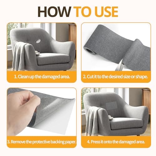 Fabric Repair Tape, Self-Adhesive Couch Patch Repair Fabric Patches for Furniture, Couch Repairing Kit Tape for Upholstery, Carpets, Chairs, Sofas, Pillows Linen 4x80 Inch Dark Grey — view 4