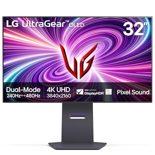 LG 32GS95UE-B 32'' Ultragear™ OLED Gaming Monitor with UHD Display Dual Mode 240Hz, 480Hz 0.03ms G-SYNC, FreeSync Premium Pro, HDR400 True Black, HDMI 2.1, Anti-Glare Tilt/Height/Swivel Stand