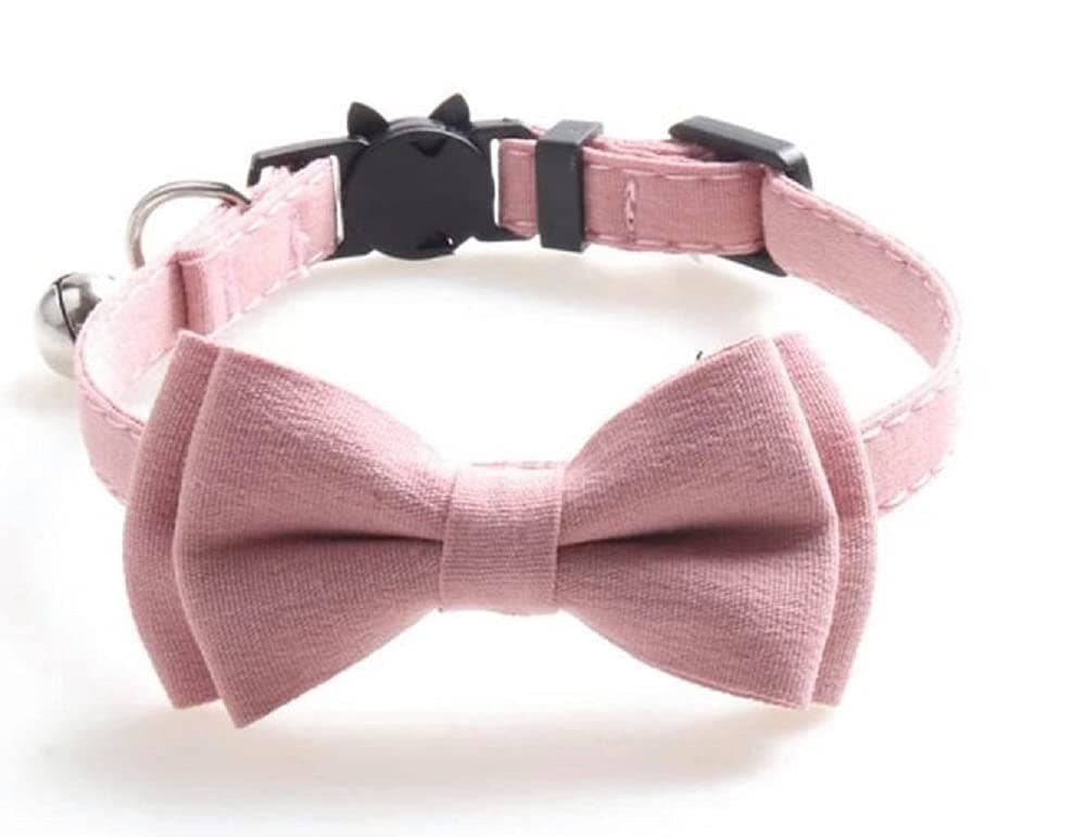 Bowtie Cat Collars with Bell | Safe Quick Release Breakaway Buckle | ZACAL Cat Collars (Pink, Beige & Blue) — view 7