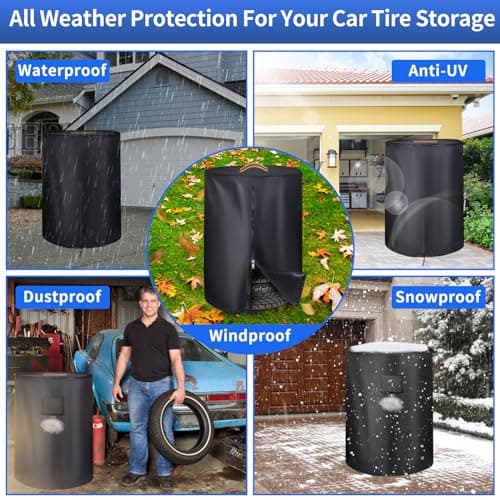 Tire Covers for Storage，Durable 420D Tire Storage Covers Waterproof Outdoor and Indoor,Universal Tire Covers Winter Storage with Waterproof Zipper,Air Vent (Holding 4 Tires Within 30 Inch Diameter) — view 2
