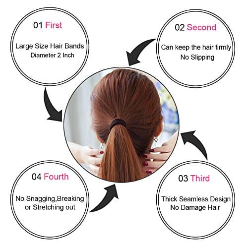 J-MEE Hair Bands Hair ties for Thick Hair 100PCS Seamless Cotton Simply Ponytail Holders Headband Scrunchies Hair Accessories No Crease Damage (Neutral Colors) — view 2