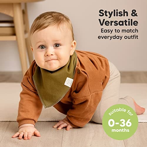 KeaBabies 8pk Organic Baby Bandana Bibs for Drooling and Teething (Basics) — view 3