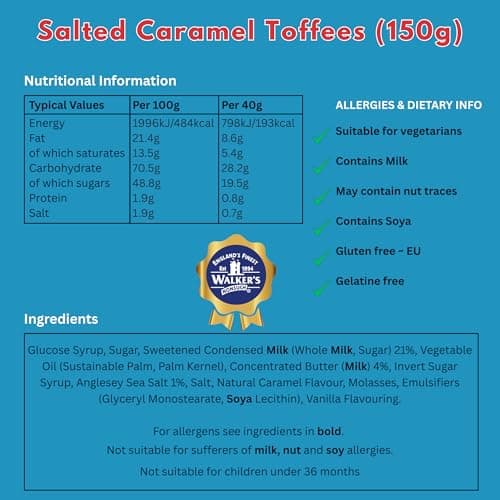 Walkers' Nonsuch Salted Caramel Toffees | Traditional British Candy with Butter & Whole Milk | Sweet & Salty Treat | Individually Twist Wrapped Delicious Chewy Toffee | 5.29 Oz (Pack of 2) — view 5