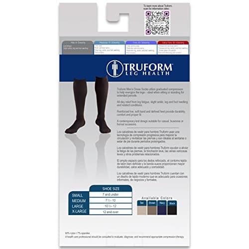 Truform Compression Socks, 8-15 mmHg, Men's Dress Socks, Knee High Over Calf Length, Black, Medium — view 3