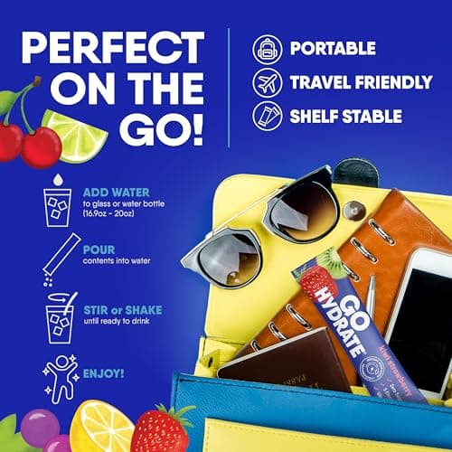 GoHydrate Instant Hydration Powder Packets - Low Sodium Electrolytes Drink Mix - Natural Hydration Support, Sugar Free Electrolyte Flavored Powder Drink with Vitamin D, 30 Packs, Grape — view 6