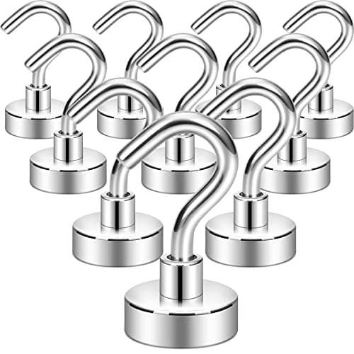 Neosmuk Magnetic Hooks for Cruise Cabins,30lb Heavy Duty,Silver,10 Pack