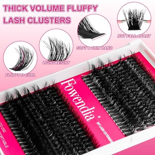 Fowendia Lash Clusters 80D 100D Fluffy Individual Lashes D Curl Cluster Eyelash Extensions 10-18mm Wispy DIY Lash Extension Thick Volume False Eyelashes Clusters for Beginners — view 5
