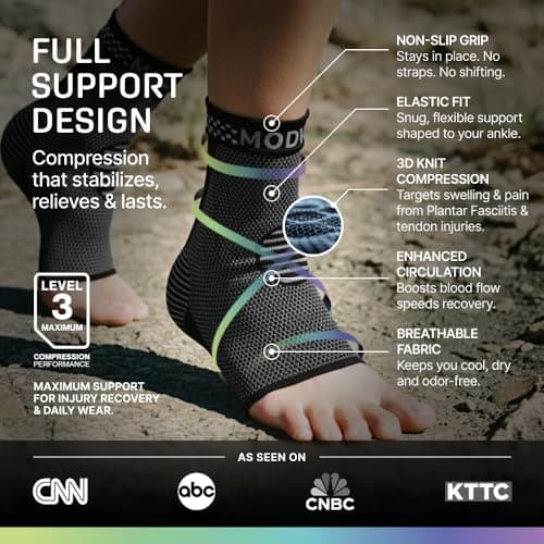 MODVEL 2-Pack Ankle Brace for Men and Women, Sprained Ankle Brace for Plantar Fasciitis Relief, Ankle Stabilizer Brace, Achilles Tendonitis Support and Foot Plantar Fasciitis Sock, Ankle Wrap Support — view 4