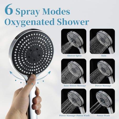 OFFO Shower Slide Bar Combo, 620mm（24 in） Segmental Slide Bar with 6-Mode High Pressure Handheld Shower Head and 60 in Stainless Steel Hose, Chrome — view 2