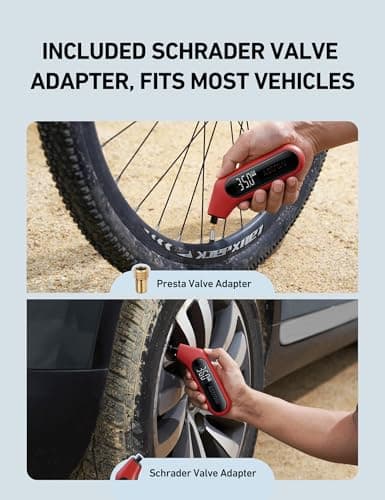 AstroAI Digital Tire Pressure Gauge 3-300PSI Calibrated to ANSI B40.7 Grade 2A (0.5%), Backlight and Flashlight, Presta Valve Adaptor Included, 4 Units, AAA Batteries, Red — view 5