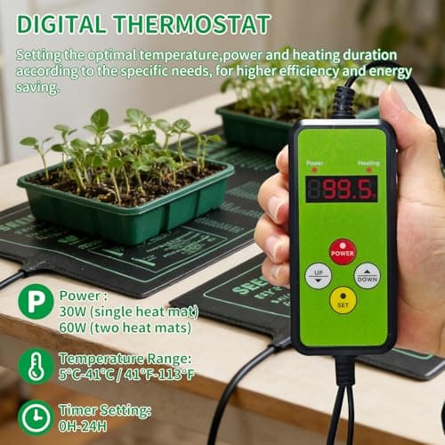 PETZOOKA Seedling Heat Mat with Temperature Control Durable Waterproof Plant Heating Pad 10"x 20.75" for Germination, Indoor Gardening, Greenhouse — view 2