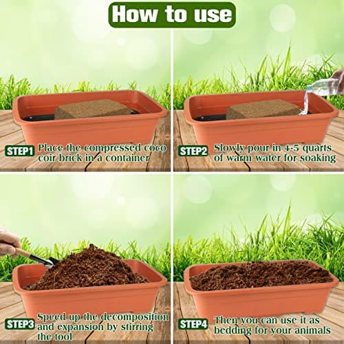 ZeeDix 1 Pack Coconut Fiber Substrate, 100% Organic Coconut Husk Coco Coir Brick Terrarium Bedding for Reptiles, Tortoise, Bearded Dragon, Leopard Gecko, Snake, Hermit Crabs, Frogs, Tarantula — view 3