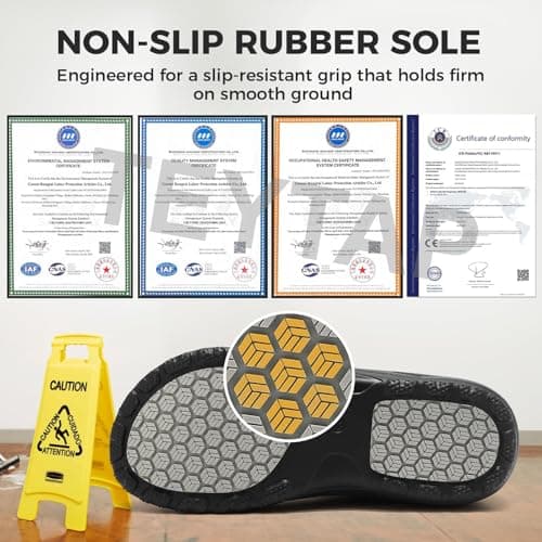 Ulogu Waterproof Non Slip Chef Clogs for Men Women Slip Resistant Work Shoes for Nurses Chefs Kitchen Restaurant & Food Service Black