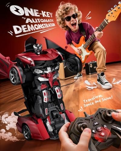 V992 Transform RC Robot Car Series,Transform RC Cars,1:14 Scale,2-in-1 Robot Toy Car with Sound & Light Effects,Gesture Sensing,Automatic Deformation,Birthday Gift Toys for Boys and Girls (Red) — view 5