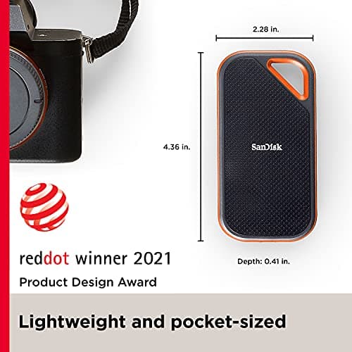 SANDISK 2TB Extreme PRO Portable SSD - Up to 2000MB/s - USB-C, USB 3.2 Gen 2x2, IP65 Water and Dust Resistance, Updated Firmware - External Solid State Drive - SDSSDE81-2T00-G25 — view 2