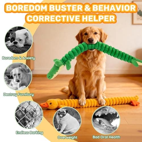 LECHONG 2-Pack 40” Extra-Long Squeaky Dog Toys for Large Dogs, Soft Chew Plush Stuffed Animal Dogs Toy, Interactive Tug-of-War Dog Toys for All Dogs to Keep Them Busy — view 5