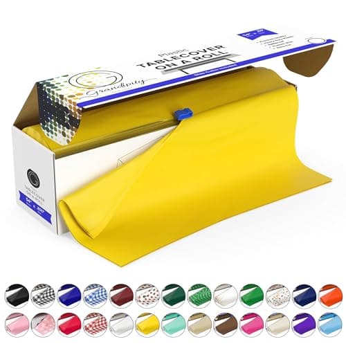 Grandipity Plastic Tablecloth Roll - 54in x 300 Ft. Yellow Plastic Table Cloths for Parties Disposable with Cutter Box - Cut to Size Disposable Tablecloth Table Cover for Rectangle & Round