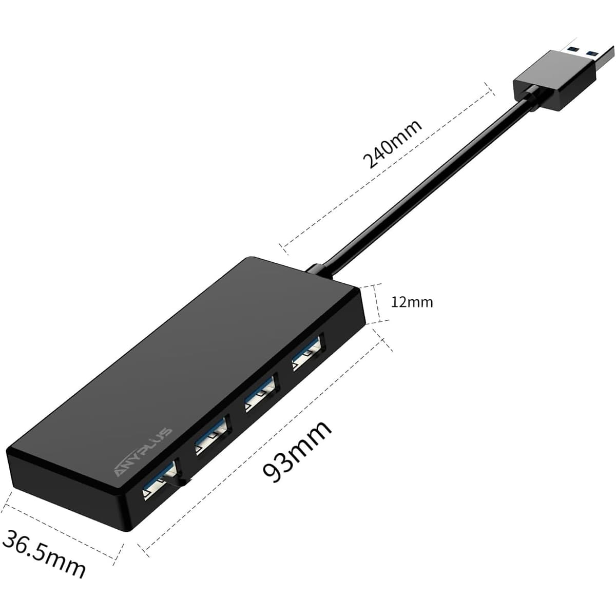 USB 3.0 Hub, 4 Port USB Hub Splitter,Portable USB Adapter Mini Multiport Expander for Desktop, Laptop, Xbox, Flash Drive, HDD, Console, Printer, PC, Keyboards, HP, Dell — view 5