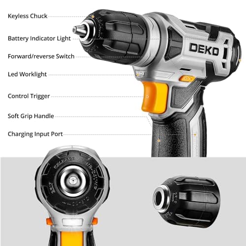DEKOPRO Tool Set：Tool Kit with 8V Cordless Drill,Tool Box with Drill,Hand Drill Set for Men & Women,Home Tool Kits for House Repair,Handyman,DIY 126 Piece — view 3