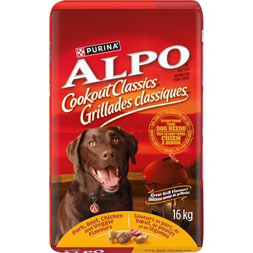 Alpo Cookout Classics Dry Dog Food, Pork, Beef, Chicken & Veggie - 16 kg Bag
