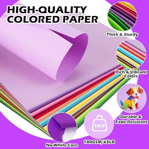 160 Sheets 8.5" X 11" Colored Cardstock, 80 Assorted Colors 180 GSM/65 LB Construction Paper Card Stock Printer Paper for Printing, Card Making, DIY Crafts, Kids School Supplies,Party Decorations — view 3