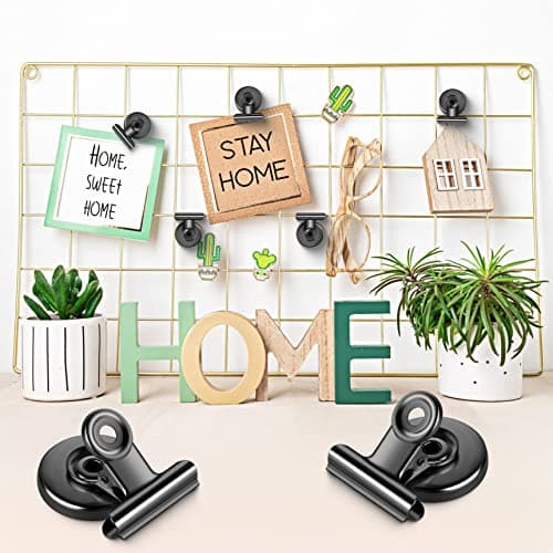 Grtard 6 Pack Magnetic Clips Heavy Duty, Magnet Clips for Fridge, Refrigerator Magnets, Strong Magnetic Clip,Scratch Free Magnets with Clip for Refrigerator, Whiteboard, Classroom, Locker(Black) — view 6