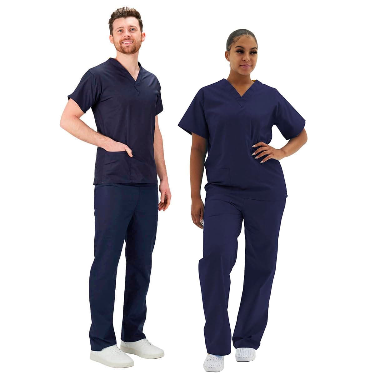 Interweave Healthcare Performance Scrub Set Medical Uniform Unisex Polycotton Reversible Scrubs Top & Trousers With Pockets In 6 Colours