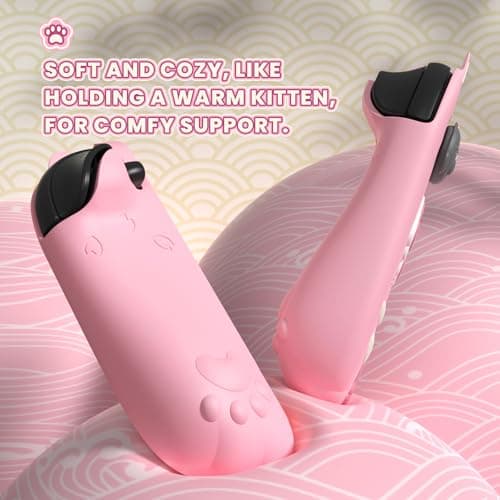 PlayVital Cherry Blossoms Kitten Protective Case for Nintendo Switch 2 with Stand | Cute Cat Ear & Paw Silicone Grips, Dockable Hard Shell, 2 Joystick Caps | Full-Body Protection Cover - Pink — view 4