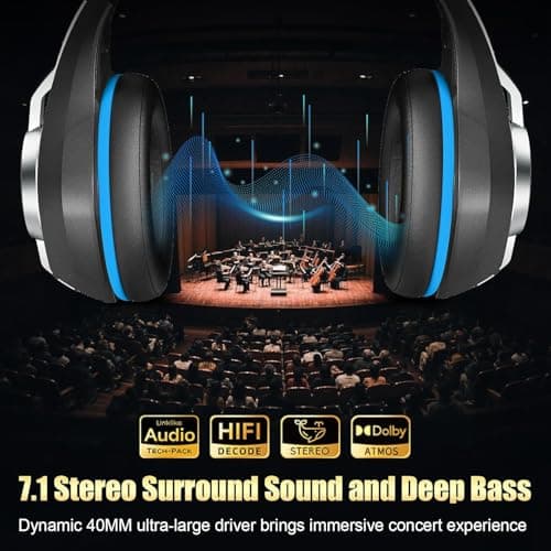 2.4GHz Wireless Gaming Headsets for PS5/PS4/Switch, New RGB Bluetooth 5.4 Noise Cancelling Gaming Headphones with 7.1 Surround Sound, 40mm Drivers, 276g Ultraligero, Memory Foam, 40Hrs Audífonos Gamer — view 2