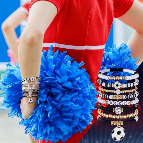 GlobalDecor Soccer Bracelet, Sports Bracelets for Women | 8Pcs Stackable Stretch Bracelets, 2026 Soccer Fan Gear, 2026 World Cup Decor & Football Party Supplies for Game Day, Soccer Mom & Team Gifts — view 5
