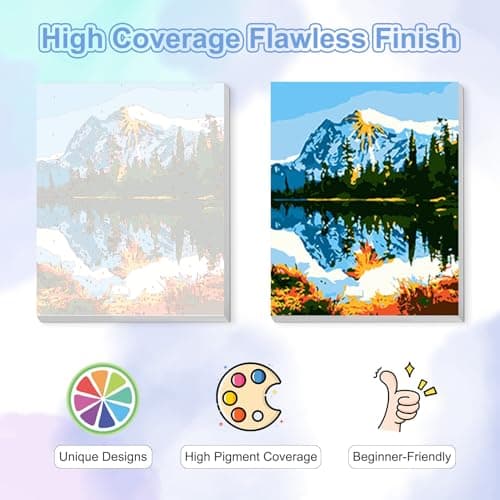 TOSTOG Landscapes 4 Pack Framed Canvas Painting by Numbers Art Kit for Adults and Kids, Beginner Acrylic Painting Supplies with Wooden Frame for Home Wall Decor 20 * 25 cm/8 * 10 in — view 3