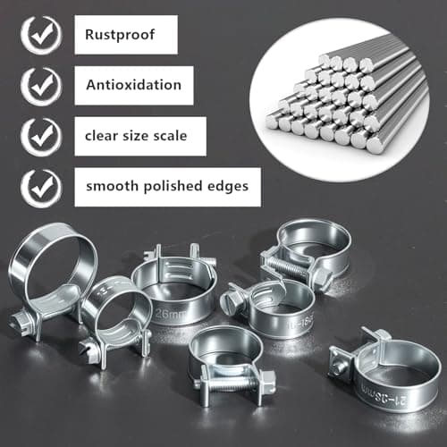 JTAREA 36PCS 8-18MM Fuel Injection Hose Clamps Assortment Kit 6Values 5/16"-23/32" Gas Line Clamps Clip Pipe Clamp for Automotive Diesel Petrol Pipes — view 4