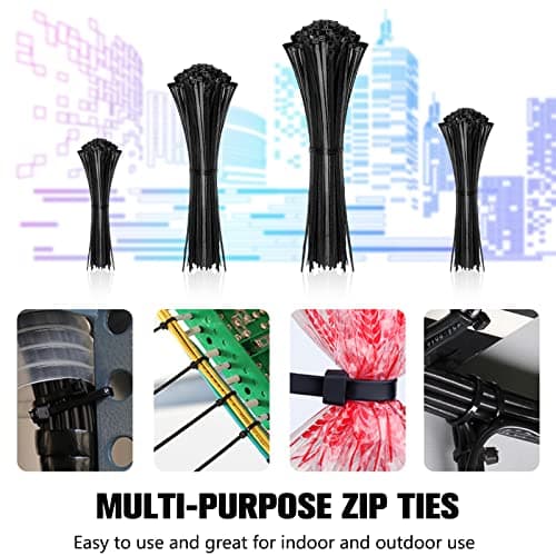 Cable Zip Ties,400 Pack Black Assorted Sizes 12+8+6+4 Inch,Multi-Purpose Self-Locking Nylon Cable Cord Management,Plastic Wire Ties for Home,Office,Garden,Workshop. By HAVE ME TD — view 6
