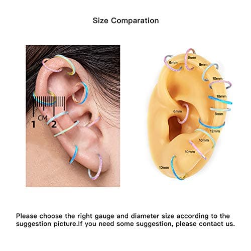 Yrogcu Diamond Hinged Nose Rings Hoop : Triple Row Gold Color 16G(1.2mm) Diameter 12mm Womens and Mens Ear Pierecing Ring with Zircon Septum Clicker Helix Cartilage Hoop — view 4