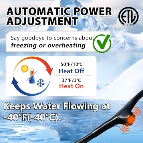 HEATIT JHSF 24ft Heating Cable for Metal and Plastic Home Supply Pipes, Keeps Water Flowing at -40°F, Self-Regulating Pipe Heat Cable for Pipe Freeze Protection, Energy-Saving, ETL Listed, 120V — view 4