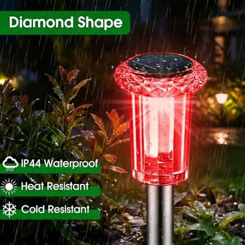Eyrosa Solar Outdoor Lights, 10 Pack Solar Pathway Lights Outdoor Waterproof, Stainless Steel Solar Stake Lights for Garden Yard Path Walkway Driveway Patio Lawn Decor - Color Changing — view 4