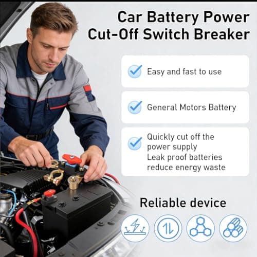 Car Battery Power Cut-Off Switch Breaker, Pure Copper Car Battery Disconnect Switch, Adjustable Battery Cut Off Switch 12v, for Car Truck Boat Rv Supplies (2Pcs) — view 3