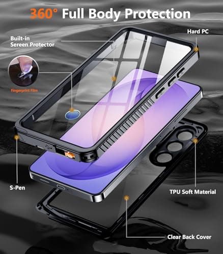 Temdan Designed for Samsung Galaxy S26 Ultra Case Waterproof, Built-in Lens & Screen Protector Military Grade Shockproof Dropproof IP68 Underwater Full Body Phone Case for Galaxy S26 Ultra 6.9"-Black — view 3