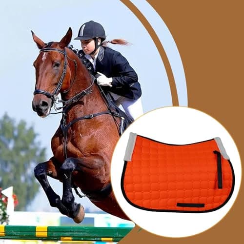 Oshhni English Saddle Pad for Horses Equestrian Riding Equipment Accessories Anti Slip Universal Shock Absorption Breathable, Orange — view 4