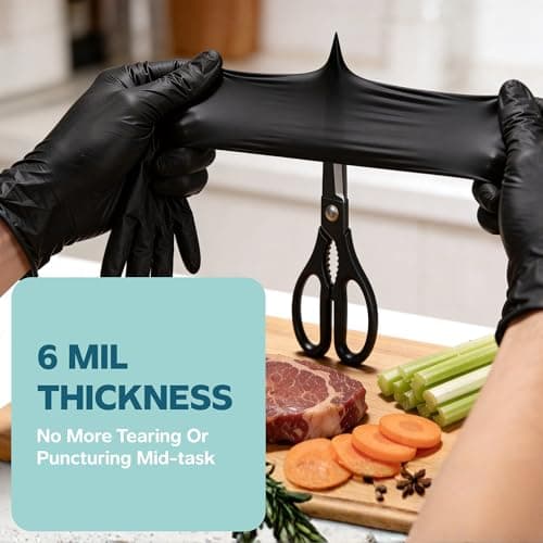 Gusto Black Nitrile Gloves [100 Count] Disposable Heavy Duty 6 Mil - Medium